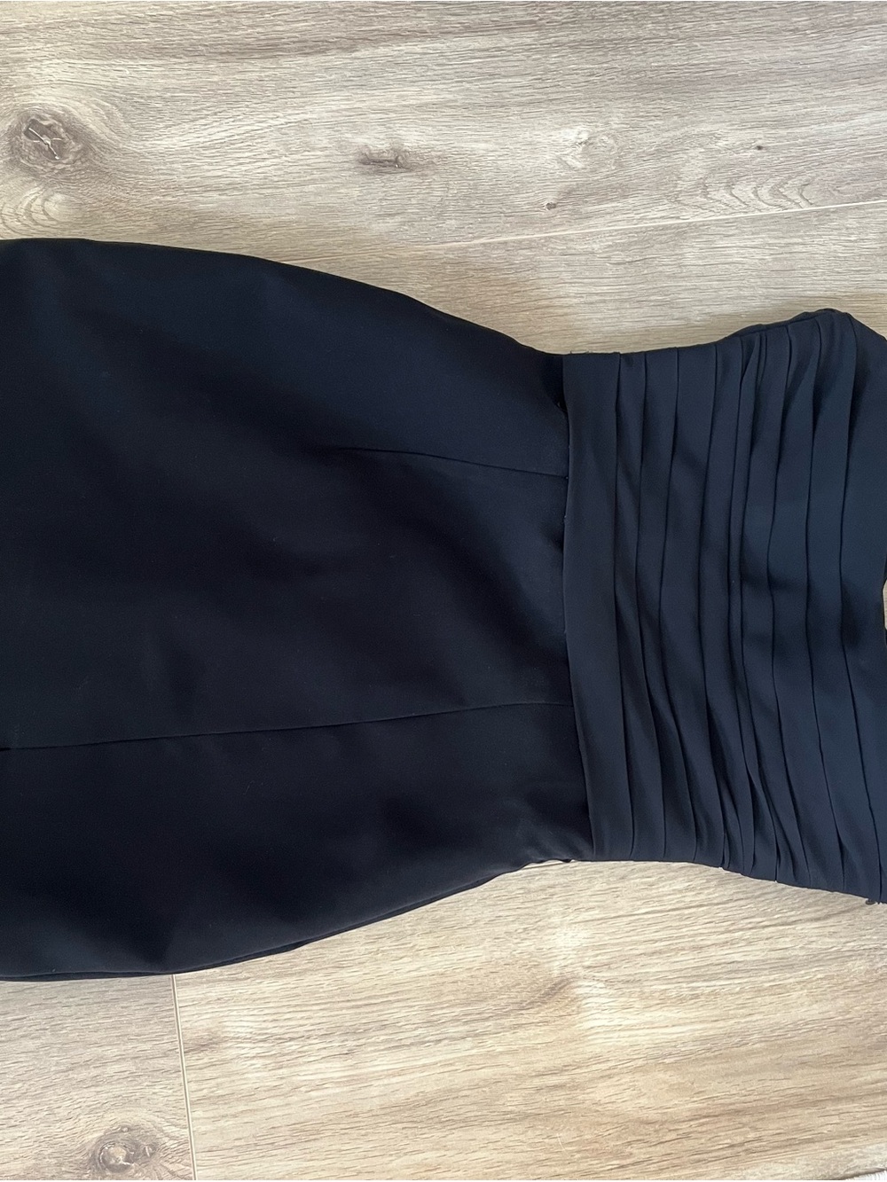 Farmul Black Strapless Pleated Waist Cocktail Dress